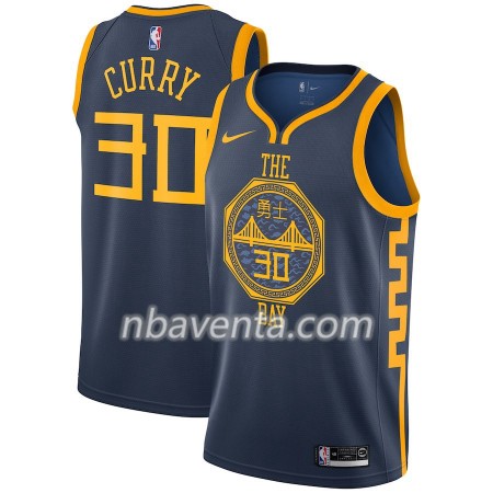 Camiseta Hombre Golden State Warriors Stephen Curry 30 2018-19 Nike City Edition Navy Swingman